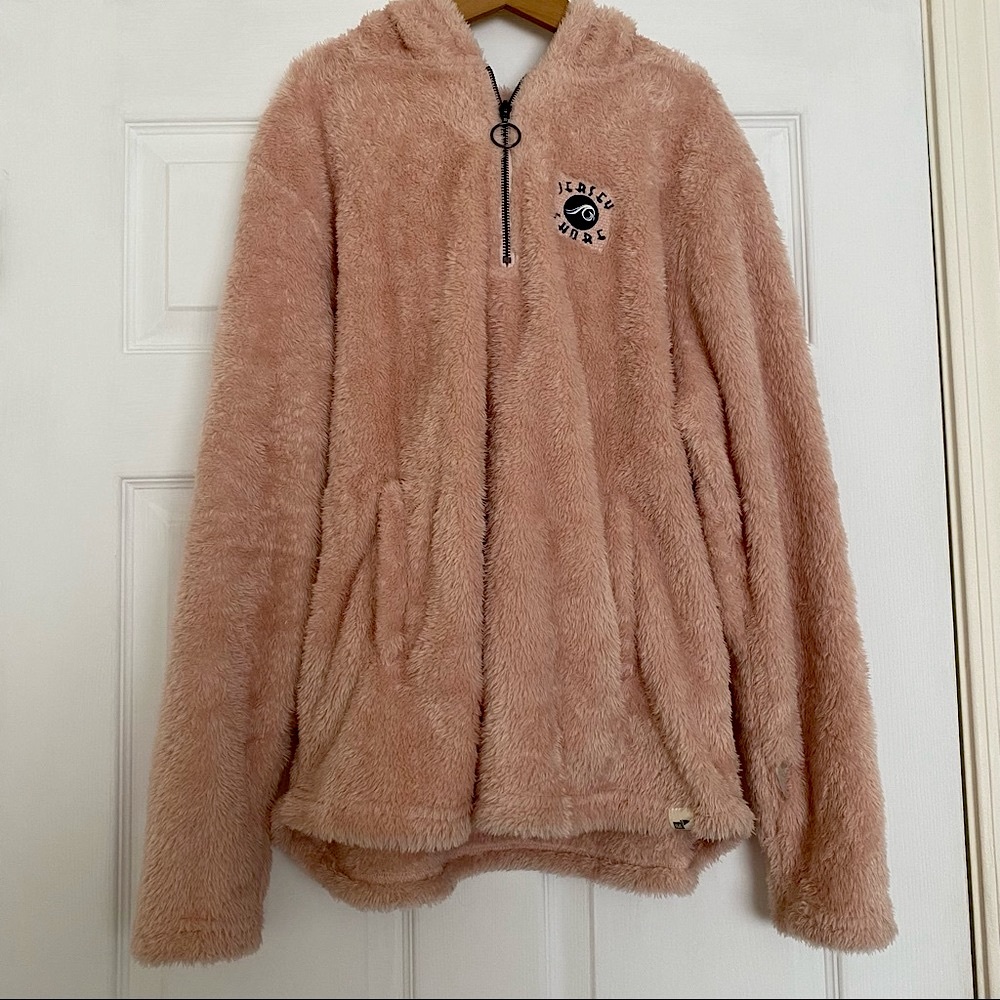 Pink Faux Fur Jersey Shore Hoodie